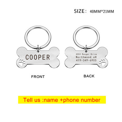 Kaotsiminekuvastane isikupärastatud lemmiklooma identiteedimärk Koera kaelarihm, lasergraveeritud logo Lemmiklooma identiteedisildi kutsika ripats