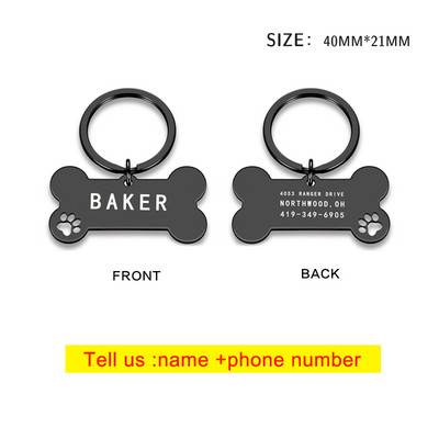 Kaotsiminekuvastane isikupärastatud lemmiklooma identiteedimärk Koera kaelarihm, lasergraveeritud logo Lemmiklooma identiteedisildi kutsika ripats