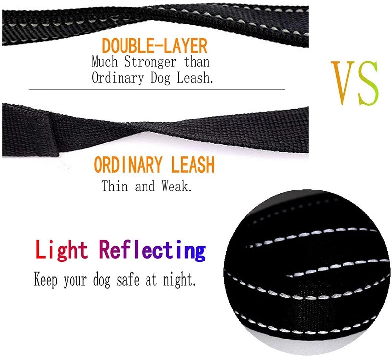 Πολυλειτουργικό λουρί βαρέως τύπου Bungee Dog Reflektive Training Leash 2 Traffic Handle Dog Seat Seat Zog