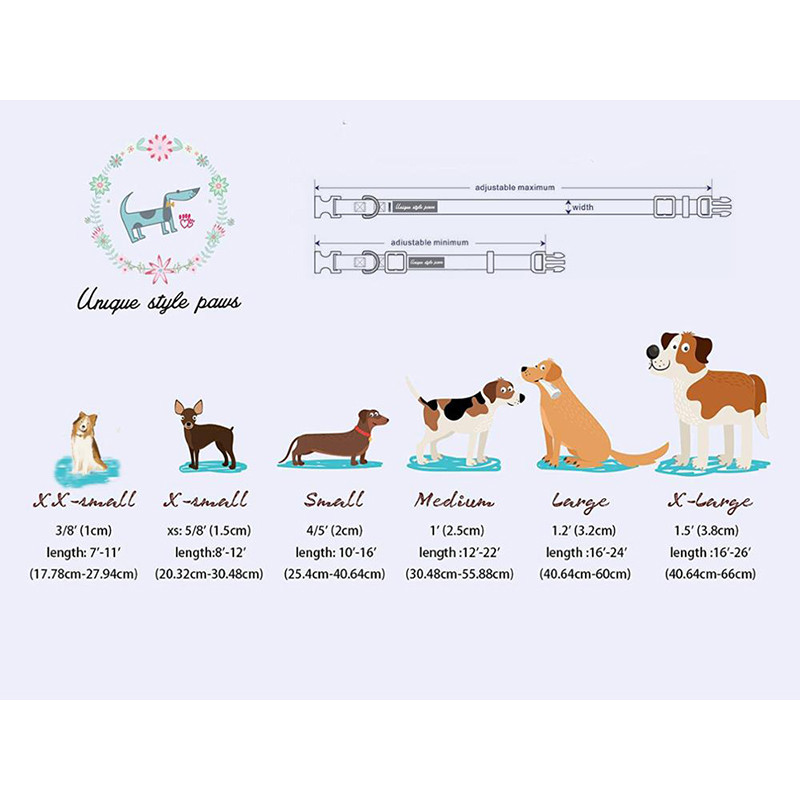 Guler sau lesă pentru câini sau pisici cu funde Design cu puncte gri cu chingă din bumbac, floare albastră