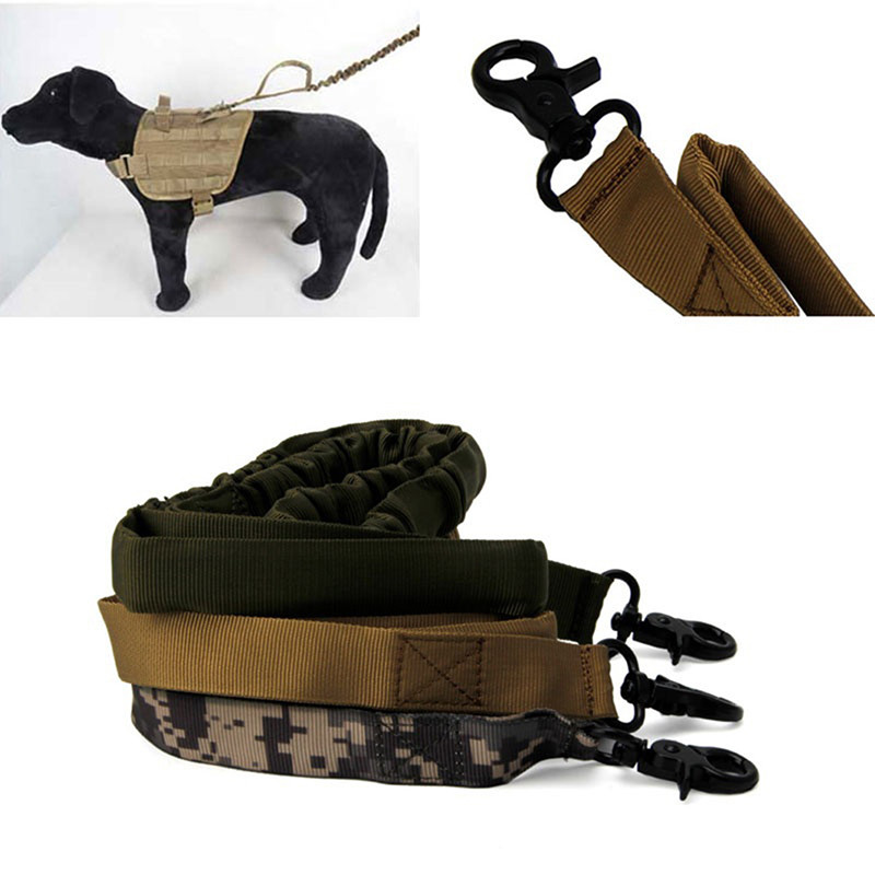 Tactical Dog Collar Dog Leash 1000D Naylon Tactical Military Police Elastic Pet Harness Training Hunt Leash Elastic Pet Collars