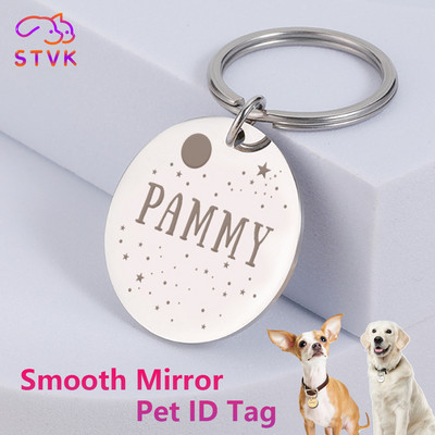 STVK Mirror Surface Customizable Pet Dog Dog Collar Id Tags For Dogs Medal With Graving Name Kitten Puppy Accessories Personalized
