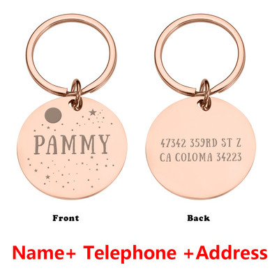 STVK Suprafață oglindă personalizabilă Etichete de identificare pentru zgarda pentru câini de companie pentru câini Medalie cu nume gravată Accesorii pentru cățeluș pisicuțe personalizate