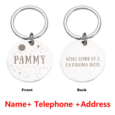 STVK Suprafață oglindă personalizabilă Etichete de identificare pentru zgarda pentru câini de companie pentru câini Medalie cu nume gravată Accesorii pentru cățeluș pisicuțe personalizate