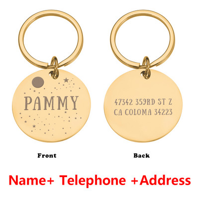 STVK Suprafață oglindă personalizabilă Etichete de identificare pentru zgarda pentru câini de companie pentru câini Medalie cu nume gravată Accesorii pentru cățeluș pisicuțe personalizate