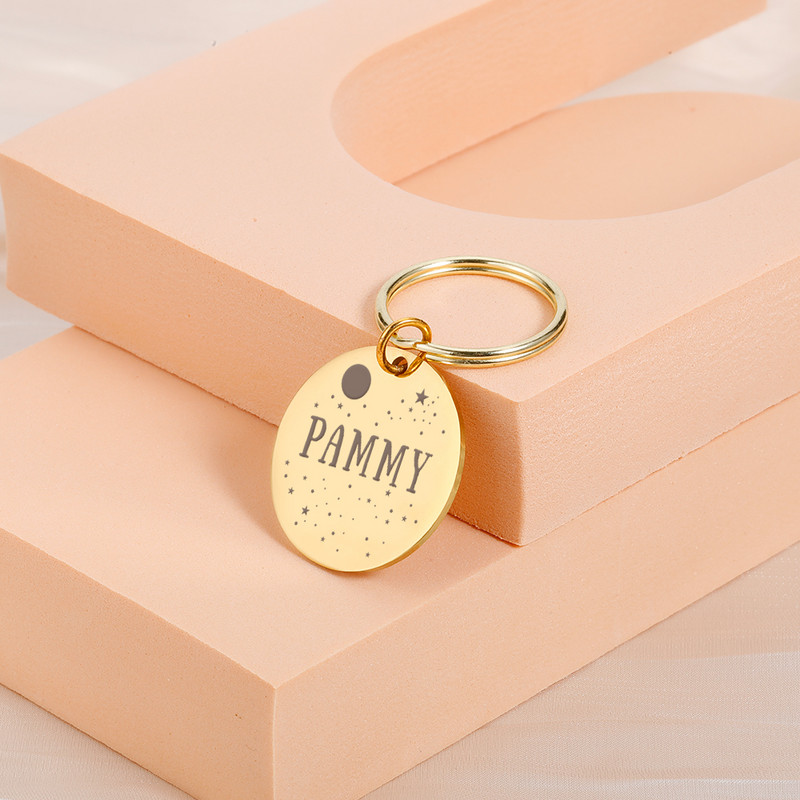 STVK Suprafață oglindă personalizabilă Etichete de identificare pentru zgarda pentru câini de companie pentru câini Medalie cu nume gravată Accesorii pentru cățeluș pisicuțe personalizate