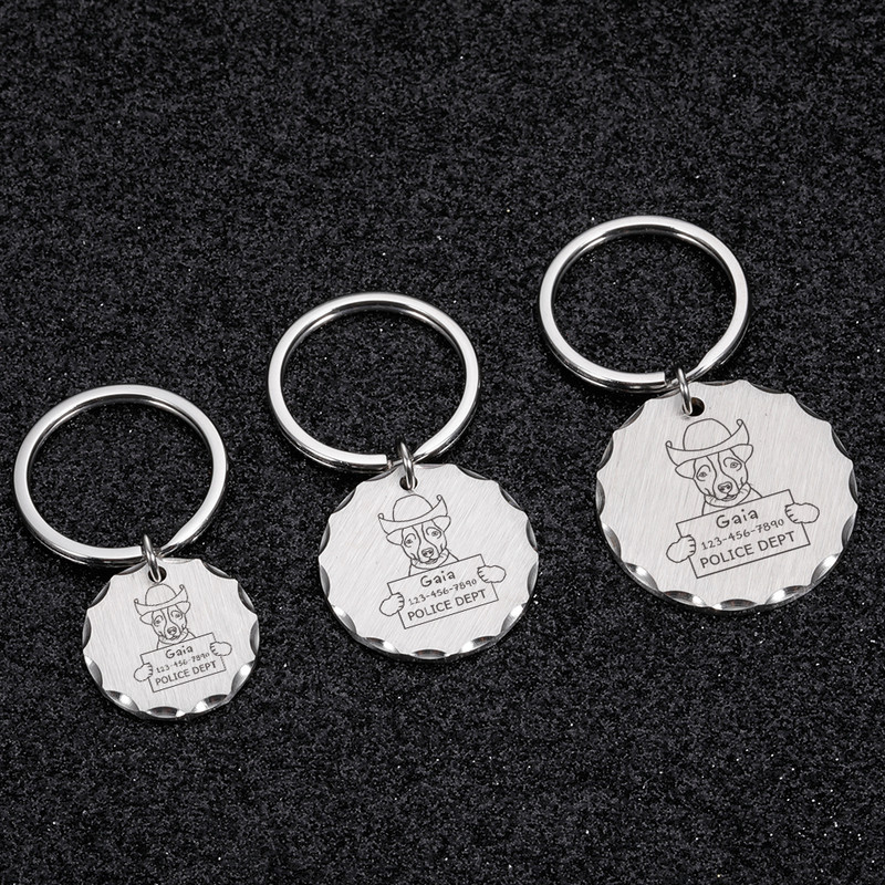 Etichete pentru animale de companie gravate personalizate Etichetă personalizată de identificare pentru câini Etichete pentru pisici Plăcuță de identificare Breloc din metal cu pandantiv anti-pierdere pentru accesorii pentru gulerul cățelui