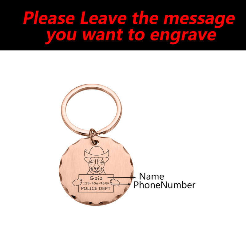 Etichete pentru animale de companie gravate personalizate Etichetă personalizată de identificare pentru câini Etichete pentru pisici Plăcuță de identificare Breloc din metal cu pandantiv anti-pierdere pentru accesorii pentru gulerul cățelui