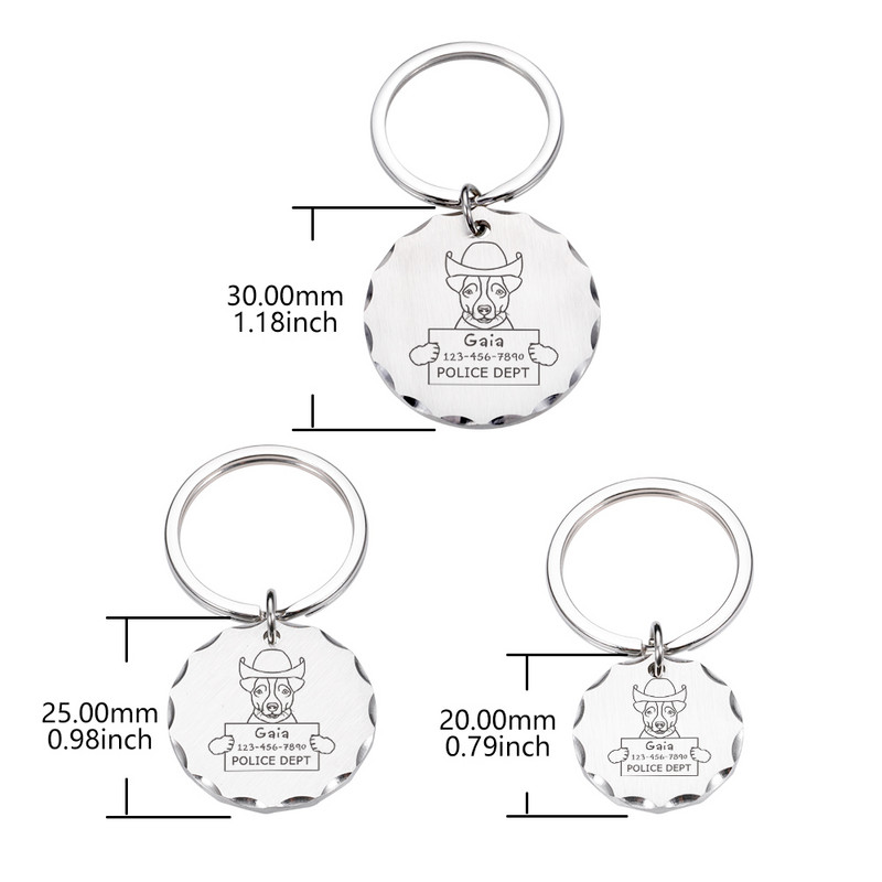 Etichete pentru animale de companie gravate personalizate Etichetă personalizată de identificare pentru câini Etichete pentru pisici Plăcuță de identificare Breloc din metal cu pandantiv anti-pierdere pentru accesorii pentru gulerul cățelui