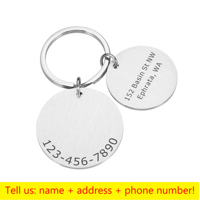 Etichetă de identificare personalizată pentru animale de companie, gravată cu laser, Număr de identificare a animalelor de companie, pentru cățeluș, pisică, etichetă de identificare pentru câine, din oțel inoxidabil Accesorii pentru guler pentru animale de