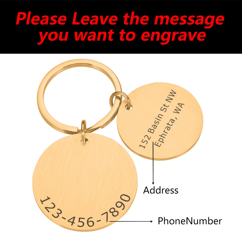 Etichetă de identificare personalizată pentru animale de companie, gravată cu laser, Număr de identificare a animalelor de companie, pentru cățeluș, pisică, etichetă de identificare pentru câine, din oțel inoxidabil Accesorii pentru guler pentru animale de