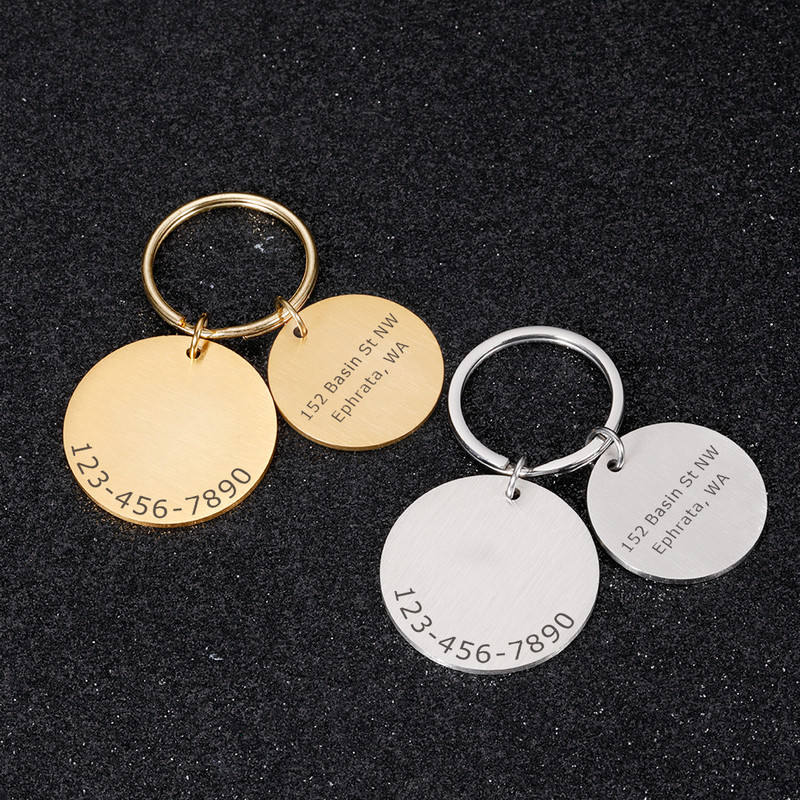 Etichetă de identificare personalizată pentru animale de companie, gravată cu laser, Număr de identificare a animalelor de companie, pentru cățeluș, pisică, etichetă de identificare pentru câine, din oțel inoxidabil Accesorii pentru guler pentru animale de