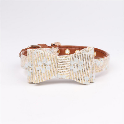 Slatke mašne za kućne ljubimce, ogrlice za pse s cvjetnim uzorkom od PU kože, podesive male srednje veličine, za pse, za pse, bandane ogrlice, set povodaca, ogrlica za kućne ljubimce