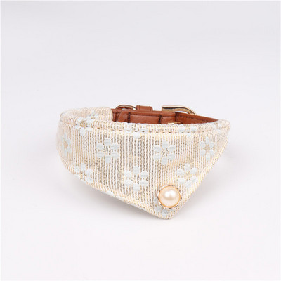 Slatke mašne za kućne ljubimce, ogrlice za pse s cvjetnim uzorkom od PU kože, podesive male srednje veličine, za pse, za pse, bandane ogrlice, set povodaca, ogrlica za kućne ljubimce