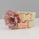 Guler de dantelă, fără gravare, set de lesă pentru guler de câine, pentru colier mediu mare pentru animale de companie, accesorii de nuntă pentru câini, zgarda pentru femeie