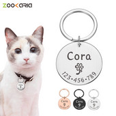 Etichetă de identificare personalizată pentru animale de companie pentru pisică, câine, bricolaj, nume de identificare pentru animale de companie, adresă pentru pisică, cățeluș, breloc din oțel inoxidabil, etichetă pentru guler pentru pisicuțe