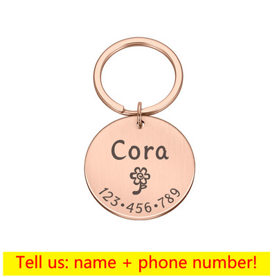 Etichetă de identificare personalizată pentru animale de companie pentru pisică, câine, bricolaj, nume de identificare pentru animale de companie, adresă pentru pisică, cățeluș, breloc din oțel inoxidabil, etichetă pentru guler pentru pisicuțe