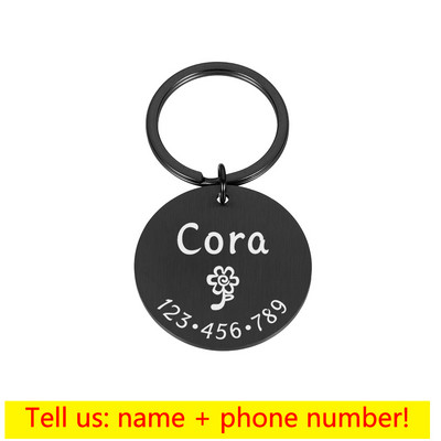 Etichetă de identificare personalizată pentru animale de companie pentru pisică, câine, bricolaj, nume de identificare pentru animale de companie, adresă pentru pisică, cățeluș, breloc din oțel inoxidabil, etichetă pentru guler pentru pisicuțe