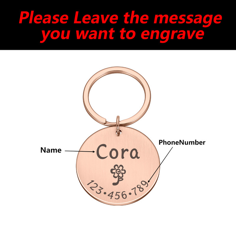 Etichetă de identificare personalizată pentru animale de companie pentru pisică, câine, bricolaj, nume de identificare pentru animale de companie, adresă pentru pisică, cățeluș, breloc din oțel inoxidabil, etichetă pentru guler pentru pisicuțe