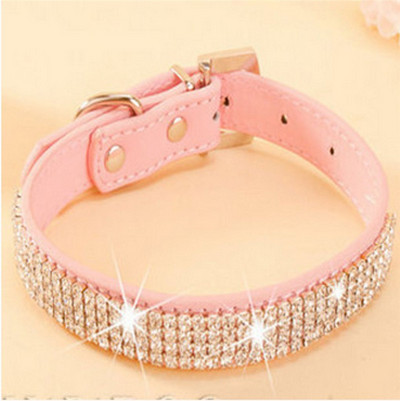 Pretty Diamond Crystal Rhinestones Guler Bling din piele pentru câine, cățel, pisică, pisică