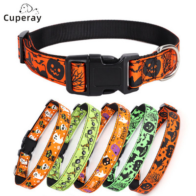 Kutya nyakörv 5 minta Halloween tök denevér szellem macska szörny sapka Halloween party állítható nyakörv kutya macska dekorációhoz
