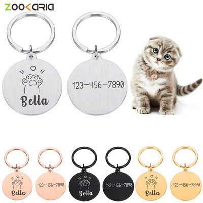 Personalizētas mājdzīvnieku suņu vārda birkas Pielāgotas kucēna ID birkas apkakles siksna suņiem Gravēšana Nosaukuma plāksnīte Pretpazaudēšanas piederumi Dropshipping