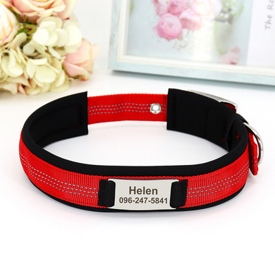Ανακλαστικό εξατομικευμένο κολάρο σκύλου Μαλακό νάιλον ανθεκτικό περιλαίμιο ταυτότητας κατοικίδιων Προσαρμοσμένα περιλαίμια για κατοικίδια Πιάτο ονόματος για μικρά μεσαία μεγάλα σκυλιά