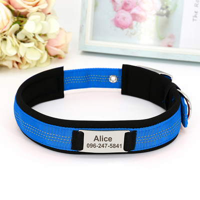 Ανακλαστικό εξατομικευμένο κολάρο σκύλου Μαλακό νάιλον ανθεκτικό περιλαίμιο ταυτότητας κατοικίδιων Προσαρμοσμένα περιλαίμια για κατοικίδια Πιάτο ονόματος για μικρά μεσαία μεγάλα σκυλιά