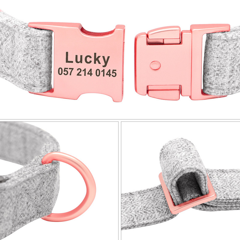 Εξατομικευμένο κολάρο ταυτότητας σκύλου Δυνατό περιλαίμιο για σκύλους κάνναβης Λουρί κατοικίδιων ζώων χωρίς χαρακτικό Πόρπη πινακίδας για μικρά μεγάλα σκυλιά SML