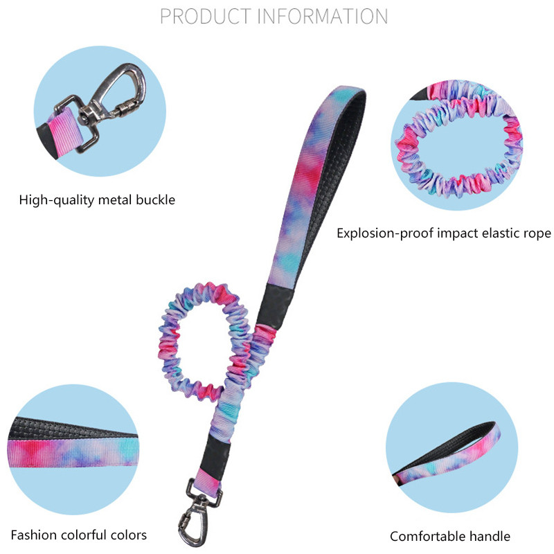 Lesă retractabilă pentru câini, care absoarbe șocurile, lesă puternică, anti-alunecare, cu mâner confortabil, potrivită pentru mers și alergare