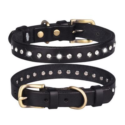 Guler din piele pentru câini cu diamante mic, mediu, mare, câini, guler reglabil, perro pentru buldog, pug, pitbull, dobermann, accesorii