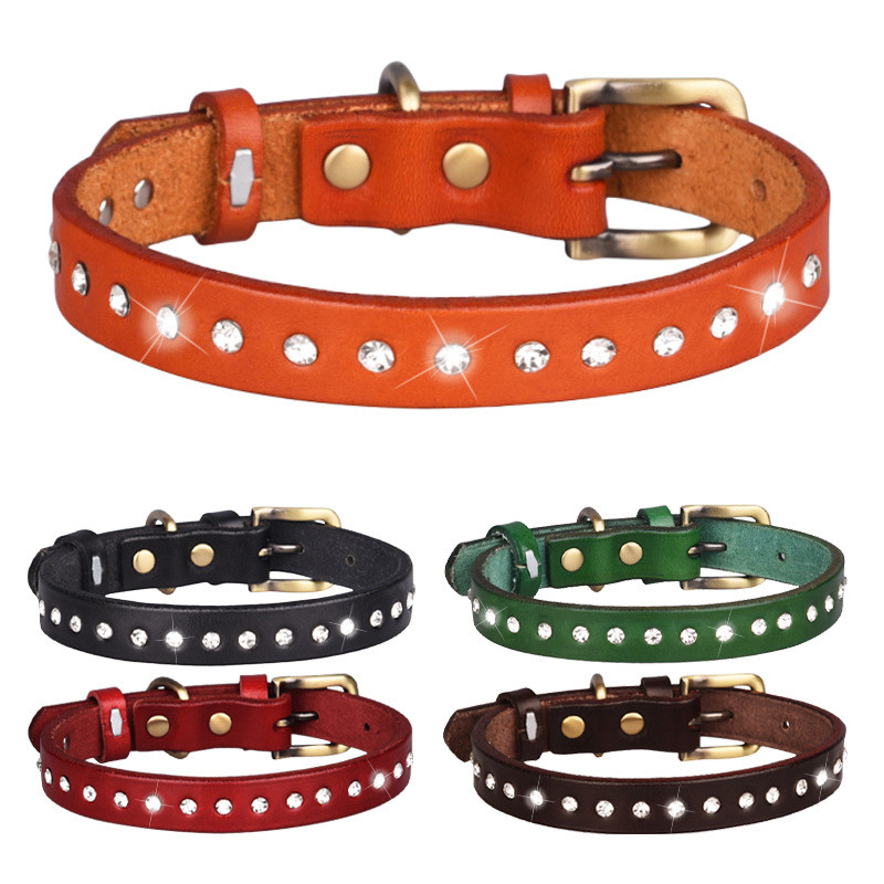 Guler din piele pentru câini cu diamante mic, mediu, mare, câini, guler reglabil, perro pentru buldog, pug, pitbull, dobermann, accesorii