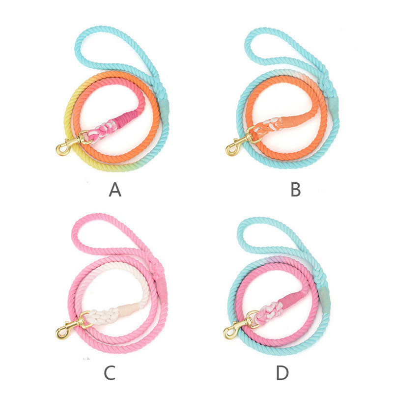 Coarda pentru câini curcubeu, dresaj de mers pe jos, lesă tricotată pentru pisici, culoare bomboană, pentru câini mici, mijlocii, mari.
