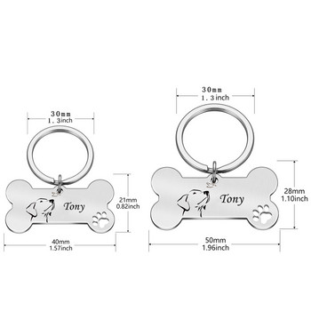 Анти-загубени персонализирани етикети за идентификация на домашен любимец Гладък етикет от неръждаема стомана Кучешки нашийник Висулка Кучешки медал с гравиране Аксесоари за кучета