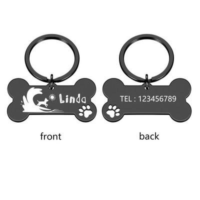 Etichete de identificare pentru animale de companie personalizate anti-pierdere Etichetă netedă din oțel inoxidabil Guler pentru câini Pandantiv Medalie pentru câini cu gravare Accesorii pentru câini