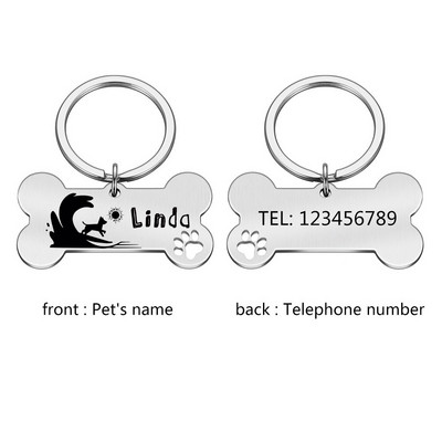 Etichete de identificare pentru animale de companie personalizate anti-pierdere Etichetă netedă din oțel inoxidabil Guler pentru câini Pandantiv Medalie pentru câini cu gravare Accesorii pentru câini