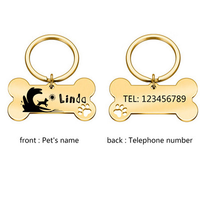 Etichete de identificare pentru animale de companie personalizate anti-pierdere Etichetă netedă din oțel inoxidabil Guler pentru câini Pandantiv Medalie pentru câini cu gravare Accesorii pentru câini