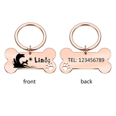 Etichete de identificare pentru animale de companie personalizate anti-pierdere Etichetă netedă din oțel inoxidabil Guler pentru câini Pandantiv Medalie pentru câini cu gravare Accesorii pentru câini