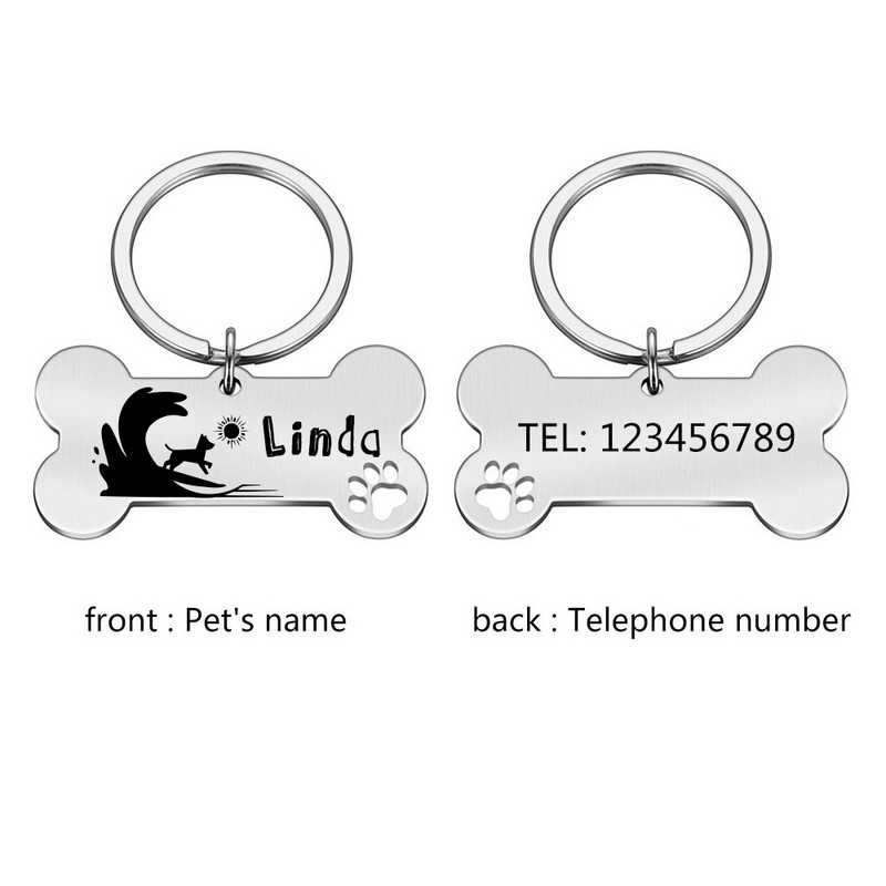 Etichete de identificare pentru animale de companie personalizate anti-pierdere Etichetă netedă din oțel inoxidabil Guler pentru câini Pandantiv Medalie pentru câini cu gravare Accesorii pentru câini