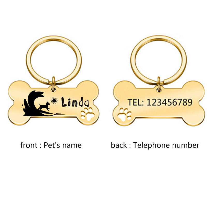 Etichete de identificare pentru animale de companie personalizate anti-pierdere Etichetă netedă din oțel inoxidabil Guler pentru câini Pandantiv Medalie pentru câini cu gravare Accesorii pentru câini