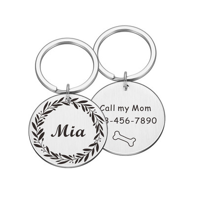 Etichetă personalizată din oțel inoxidabil pentru câine, pisică, nume de cățeluș, etichetă personalizată pentru guler pentru animale de companie, etichetă personalizată pentru pisici, etichetă cu gravură pentru animale de companie