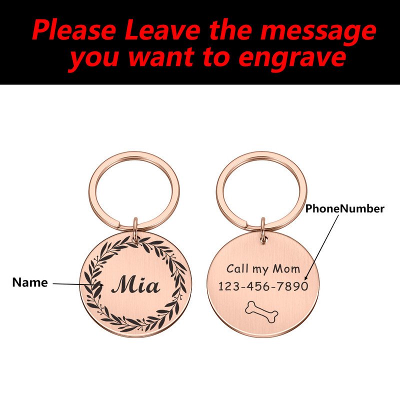 Etichetă personalizată din oțel inoxidabil pentru câine, pisică, nume de cățeluș, etichetă personalizată pentru guler pentru animale de companie, etichetă personalizată pentru pisici, etichetă cu gravură pentru animale de companie