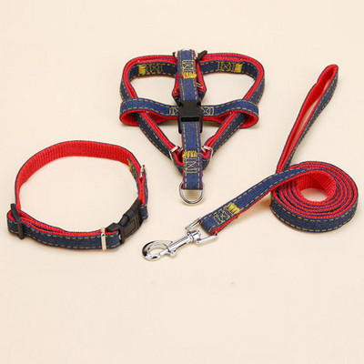 Lemmikloomatarvikud Koera jalutusrihma rakmed, kaelarihm 3 tk. Komplektid Koera P kett Denim Traction Lemmikloomakoera rakmed keskmise suurusega koertele Reguleeritav