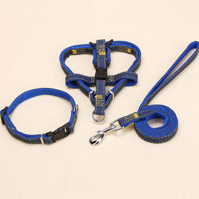 Lemmikloomatarvikud Koera jalutusrihma rakmed, kaelarihm 3 tk. Komplektid Koera P kett Denim Traction Lemmikloomakoera rakmed keskmise suurusega koertele Reguleeritav