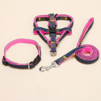 Lemmikloomatarvikud Koera jalutusrihma rakmed, kaelarihm 3 tk. Komplektid Koera P kett Denim Traction Lemmikloomakoera rakmed keskmise suurusega koertele Reguleeritav