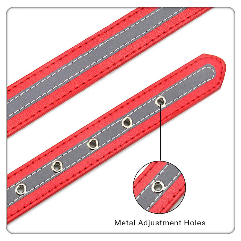 Guler de caine din piele reflectorizanta Guler de siguranta pentru caini mici, mijlocii mari, articole pentru animale de companie, preveni accidentele de masina pe timpul noptii.