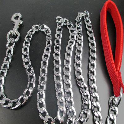 Lanț de lesă din fier pentru animale de companie de 1,8 m, cu mâner căptușit, frânghie de tracțiune rezistentă la uzură, rezistentă la mestecare, pentru câine mic, mediu mare