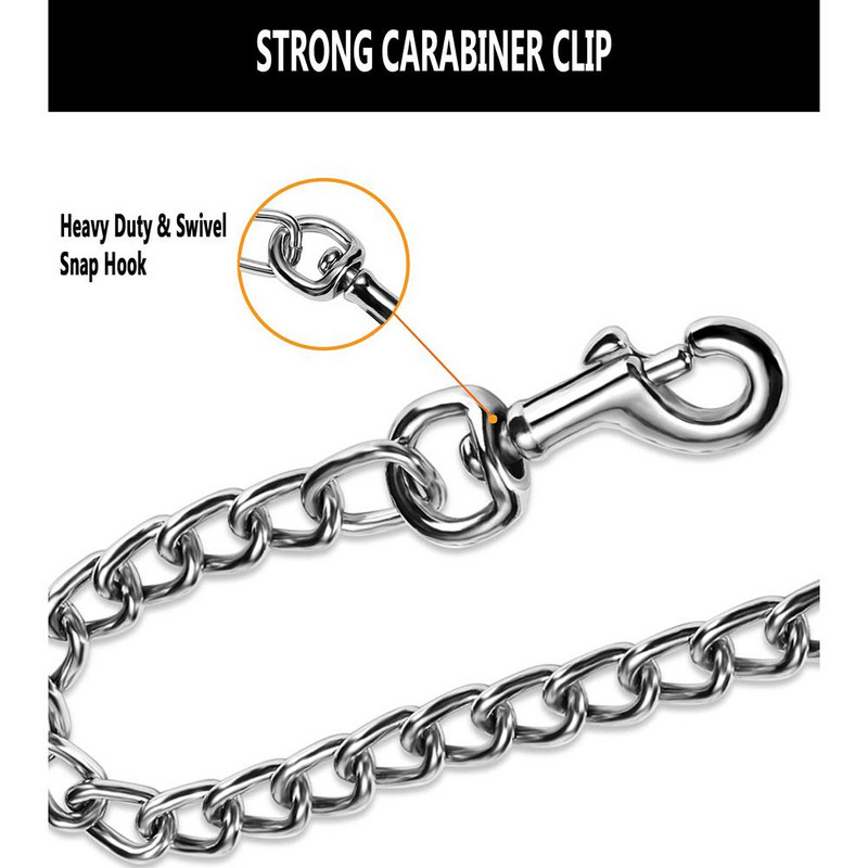 Lanț de lesă din fier pentru animale de companie de 1,8 m, cu mâner căptușit, frânghie de tracțiune rezistentă la uzură, rezistentă la mestecare, pentru câine mic, mediu mare