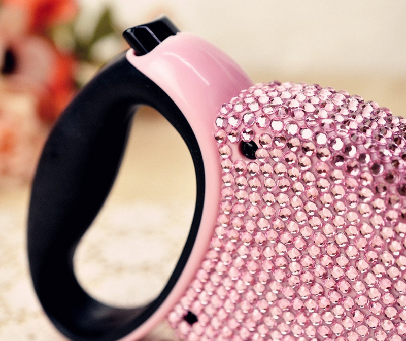 Прибираща се каишка за кучета за малки и средни кучета Puppy Cat Lead with Rhinestone Pet Walking Leash Автоматично удължаващо се найлоново въже