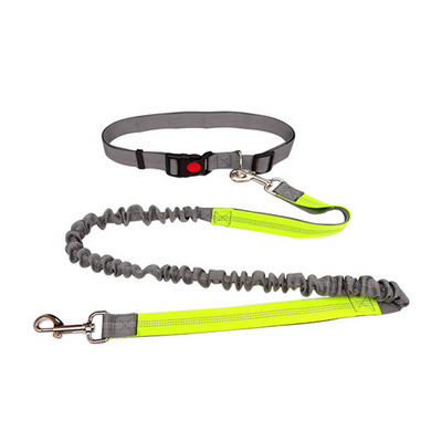 Lesă pentru câini de companie cu bandă reflectorizantă și centură reglabilă pentru talie pentru câini, curea de plumb cu frânghie de tracțiune pentru alergare și jogging, fără mâini.